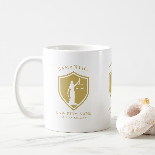 Benutzerdefinierter Text für das Logo "Gold Lady J Kaffeetasse (Mit Donut)