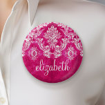 Benutzerdefinierter Text für das Muster des rosa G Button<br><div class="desc">Ein Vintages Muster mit einer Tafel und Spitzen-Design. Schau genau auf die Blume und Blätter. Ein trendiges Design mit Juwelenfarben und Eleganz. Elemente können leichter angepasst werden, wenn Sie zuerst alle Foto und Texte ersetzen. Wenn Ihre Kunst noch angepasst werden muss, klicken Sie auf die Schaltfläche Diese anpassen. Das bringt...</div>