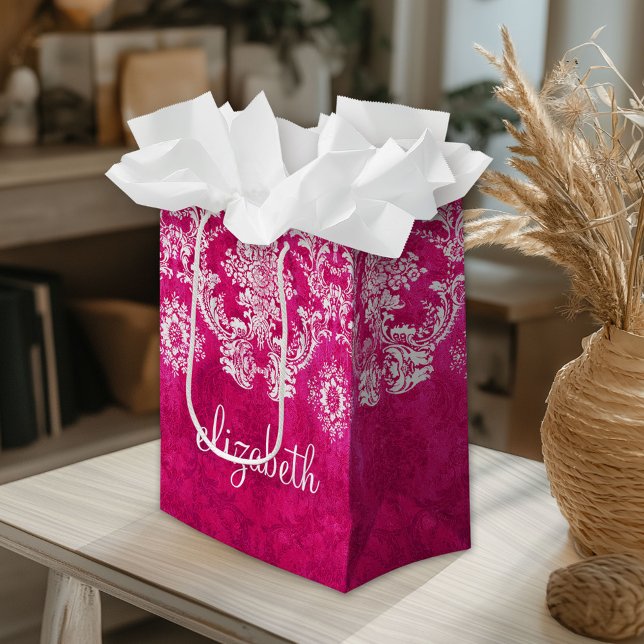 Benutzerdefinierter Text für das Muster des rosa G Kleine Geschenktüte (Custom Gift Bag)