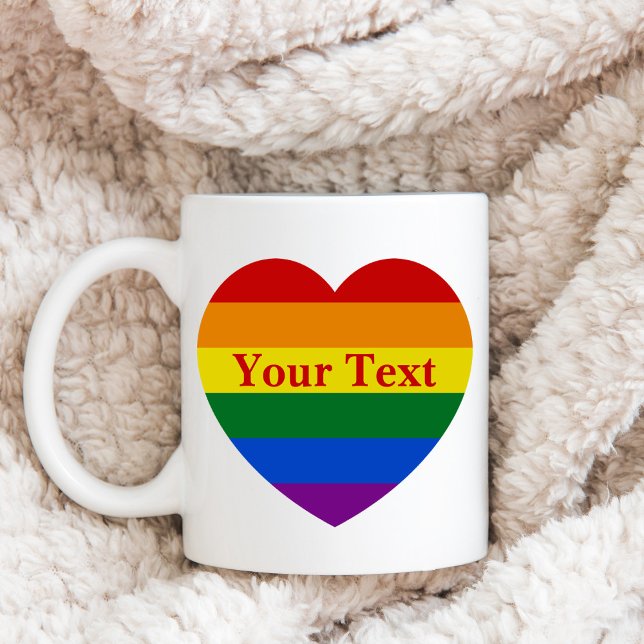 Benutzerdefinierter Text für das Rainbow-Herz Kaffeetasse (Von Creator hochgeladen)