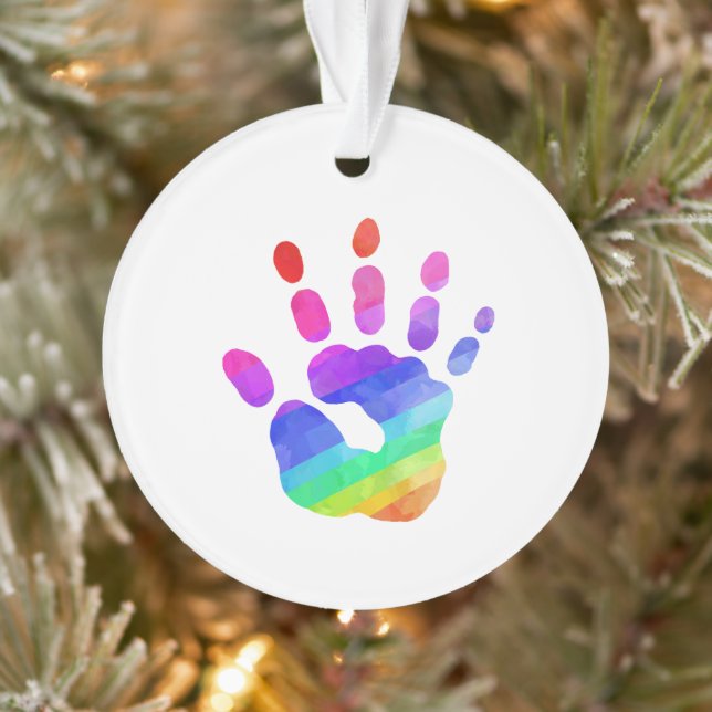 Benutzerdefinierter Text für den Rainbow-Handprint Ornament (Baum)