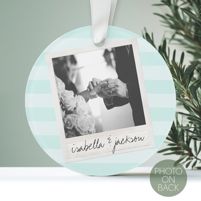 Benutzerdefinierter Text für Instagram-Foto Ornament (Personalized First Christmas Photo Ornament)
