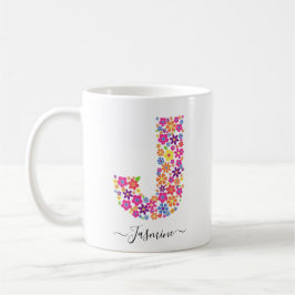 Benutzerdefinierter Text für Monogramm-Blume - Blu Kaffeetasse