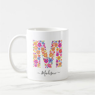 Benutzerdefinierter Text für Monogramm-Blume - Blu Kaffeetasse