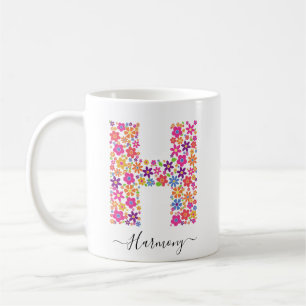 Benutzerdefinierter Text für Monogramm-Blume - Blu Kaffeetasse