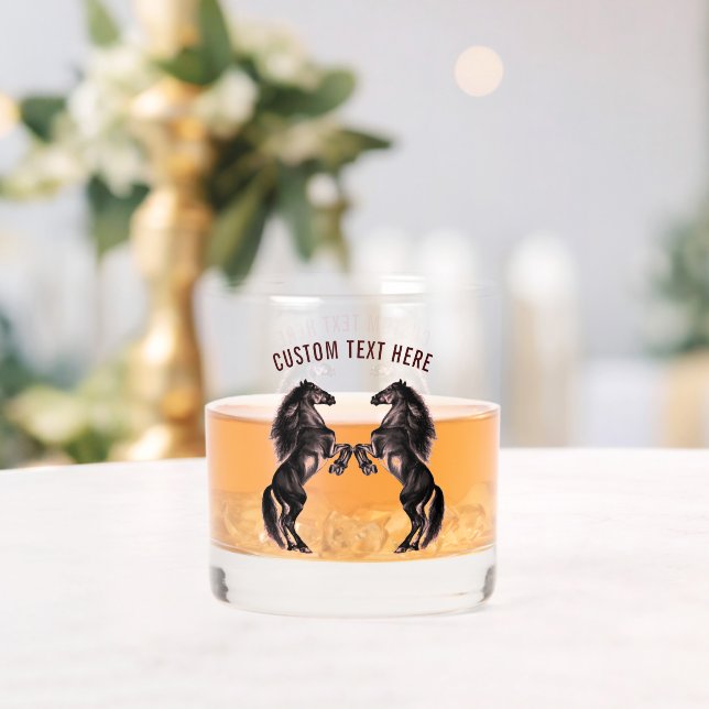 Benutzerdefinierter Text für Pferde Personalisiert Whiskyglas (Insitu (Hochzeit))