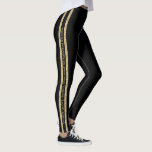 Benutzerdefinierter Text für Schwarz und Gold-Glit Leggings<br><div class="desc">Solid schwarze personalisierte Leggings mit einem doppelten athletischen Streifen in Gold Glitzer mit benutzerdefiniertem Text in der Mitte, der auf jeder Seite unterschiedlich sein kann. Ideal, um Ihr Lieblingszitat, Vers, inspirierendes Mantra, Teamname oder Ihren Namen auf Wiederholung der Seite jedes Beins! Die Legierung von Farben und Schriftart kann geändert werden,...</div>