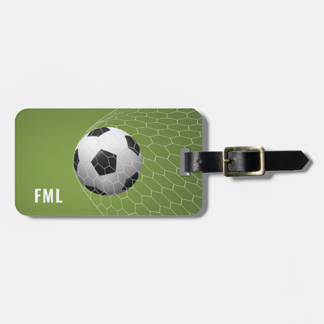 Benutzerdefinierter Text Fußball-Zielgepäck Gepäckanhänger (Vorderseite horizontal)