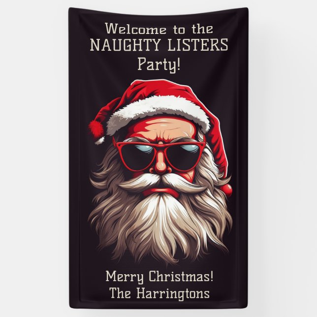 Benutzerdefinierter Text Grumpy Santa Banner (Vertikal)