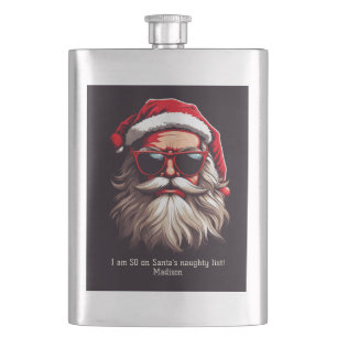 Benutzerdefinierter Text Grumpy Santa Flachmann