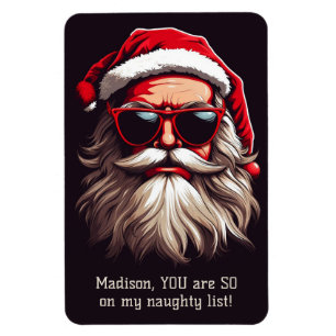 Benutzerdefinierter Text Grumpy Santa Magnet