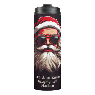 Benutzerdefinierter Text Grumpy Santa Thermosbecher