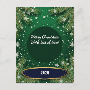Benutzerdefinierter Text Grüne Weihnachtstannen-Zw Feiertagspostkarte