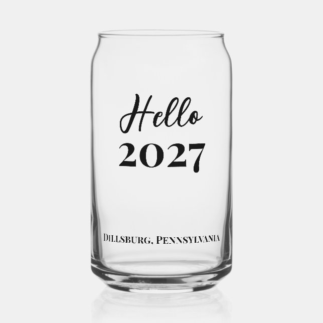 Benutzerdefinierter Text Hallo Silvesterparty 2027 Dosenglas (Vorderseite)