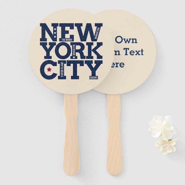 Benutzerdefinierter Text - Handfans aus New York C Fächer (Vorne und Hinten)