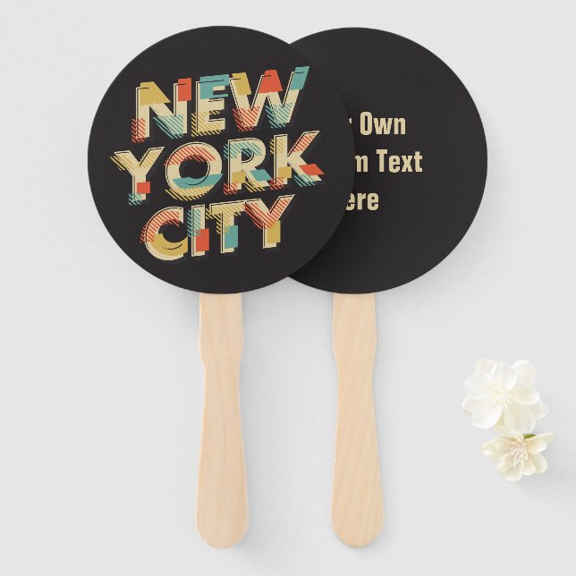 Benutzerdefinierter Text - Handfans aus New York C Fächer (Vorne und Hinten)