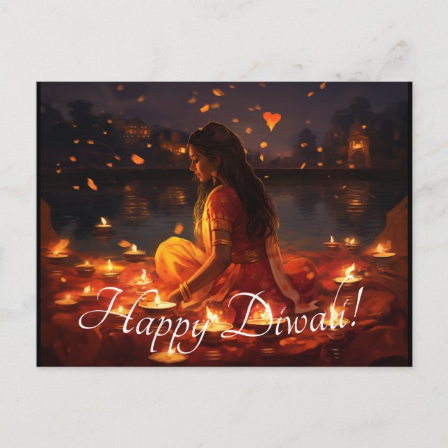 Benutzerdefinierter Text 🤩 Happy Diwali Postkarte (Vorderseite)