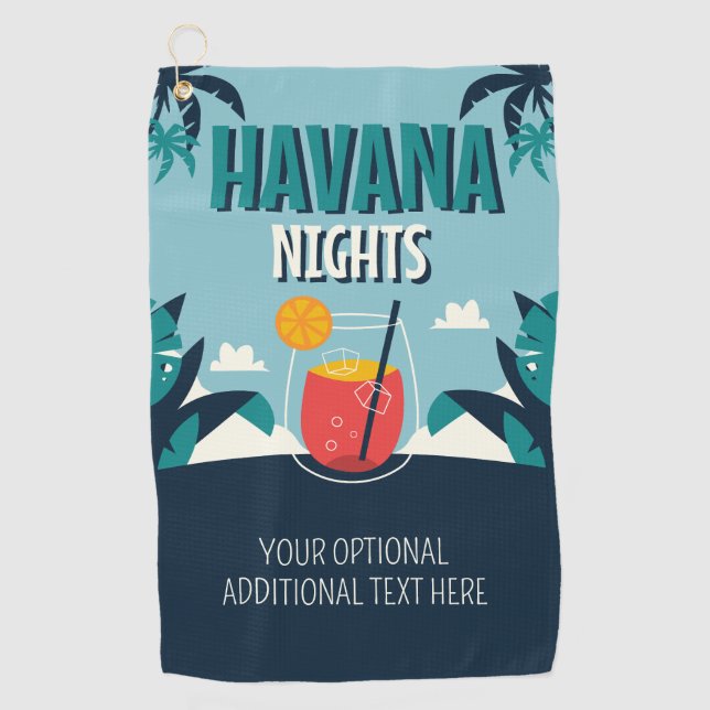 Benutzerdefinierter Text "Havana Nights" Golfhandtuch (Vorderseite)