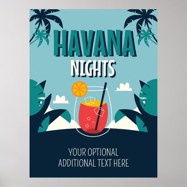 Benutzerdefinierter Text "Havana Nights" Poster (Vorne)