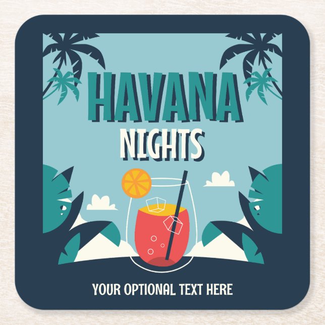 Benutzerdefinierter Text "Havana Nights" Rechteckiger Pappuntersetzer (Vorderseite)