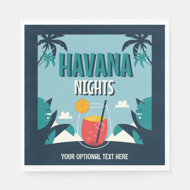 Benutzerdefinierter Text "Havana Nights" Serviette (Vorderseite)
