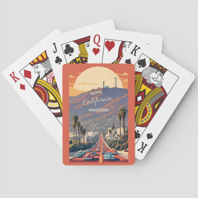Benutzerdefinierter Text Hollywood Kalifornien Spielkarten (Rückseite)
