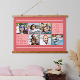 Benutzerdefinierter Text Ihrer FOTOS Wandteppich Mit Holzrahmen