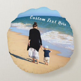 Benutzerdefinierter Text im Foto Runden Kissen Sie