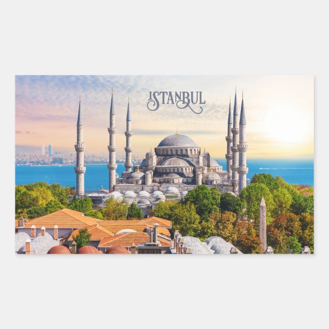 Benutzerdefinierter Text Istanbul Rechteckiger Aufkleber (Vorderseite)
