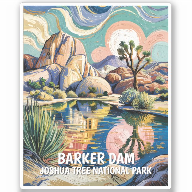Benutzerdefinierter Text Joshua Tree Dam Farbiger  Aufkleber (Vorderseite)