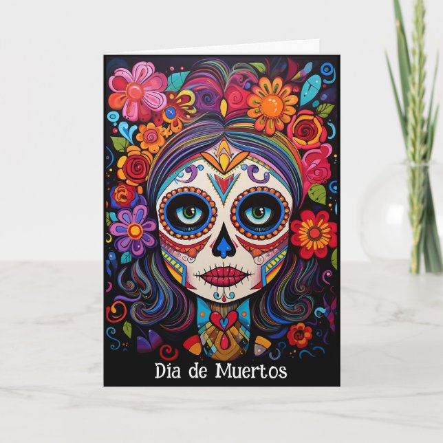 Benutzerdefinierter Text 💀 La Calavera Catrina Karte (Vorderseite)
