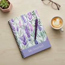 Benutzerdefinierter Text Lila Blumen Journal