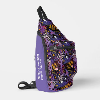 Benutzerdefinierter Text Lila + gelbes Pickleball Crossbody Bag