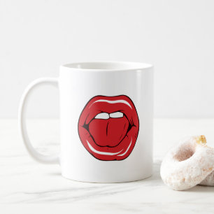 Benutzerdefinierter Text Lustige Rote Lippen Carto Kaffeetasse