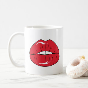 Benutzerdefinierter Text Lustige Rote Lippen Carto Kaffeetasse
