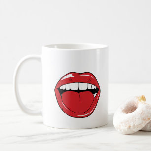 Benutzerdefinierter Text Lustige Rote Lippen Carto Kaffeetasse