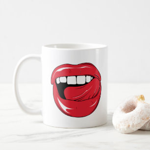 Benutzerdefinierter Text Lustige Rote Lippen Carto Kaffeetasse