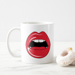 Benutzerdefinierter Text Lustige Rote Lippen Carto Kaffeetasse