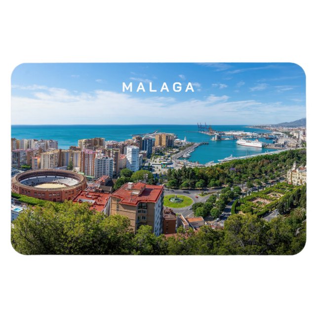Benutzerdefinierter Text Malaga Spanien Realfotogr Magnet (Horizontal)