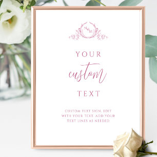 Benutzerdefinierter Text, Mauve-Rosa-Monogramm-Hoc Poster