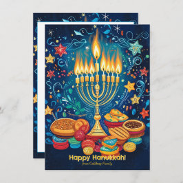 Benutzerdefinierter Text Menorah Magic Gruß Feiertagskarte