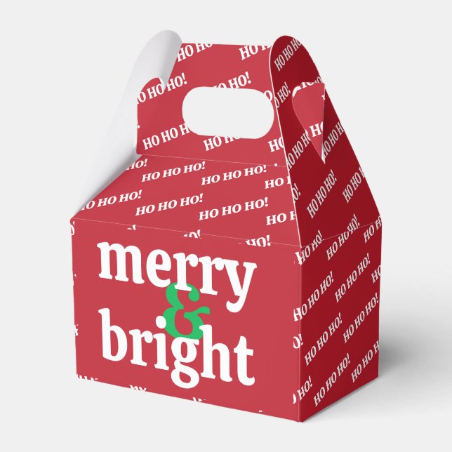 Benutzerdefinierter Text "Merry & Bright" Geschenkschachtel (Vorderseite)