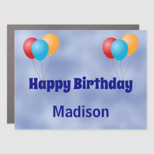 Benutzerdefinierter Text mit Balloons Happy Birthd Auto Magnet