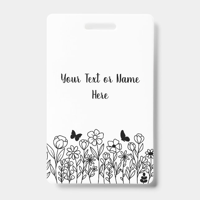 Benutzerdefinierter Text mit Blumen Ausweis (Vorderseite)