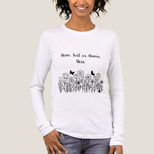 Benutzerdefinierter Text mit Blumen Tri-Blend Shirt (Vorderseite)