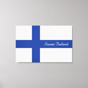 Benutzerdefinierter Text mit finnischer Flagge, ge Leinwanddruck