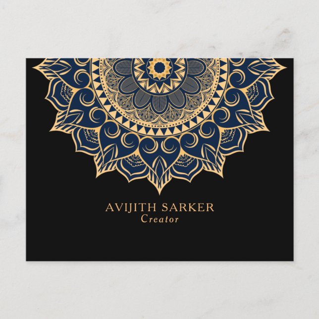 Benutzerdefinierter Text mit luxuriöser Mandala-Po Postkarte (Vorderseite)