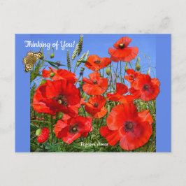 Benutzerdefinierter Text mit rotem Mohnfeld Postkarte