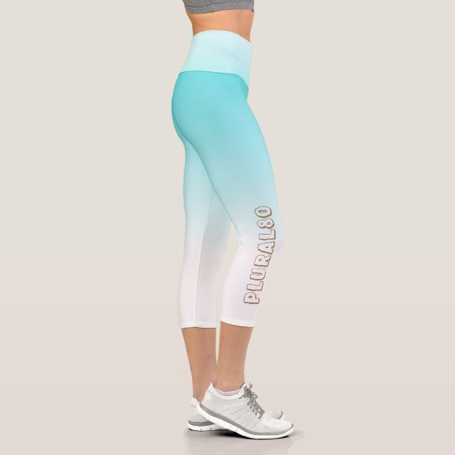 Benutzerdefinierter Text Moderativer blauer Farbve Capri Leggings (Rechts)
