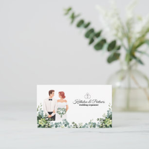 Benutzerdefinierter Text Moderne Florale Hochzeit  Visitenkarte